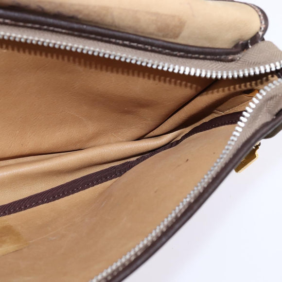 LOEWE Anagram Shoulder Bag Suede Leather Beige Gold Auth hk2979