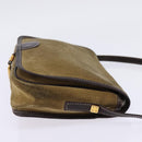LOEWE Anagram Shoulder Bag Suede Leather Beige Gold Auth hk2979-4