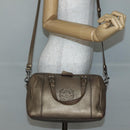 LOEWE Anagram Hand Bag Leather 2way Gold Auth hk2980-27