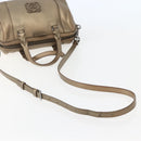 LOEWE Anagram Hand Bag Leather 2way Gold Auth hk2980-8