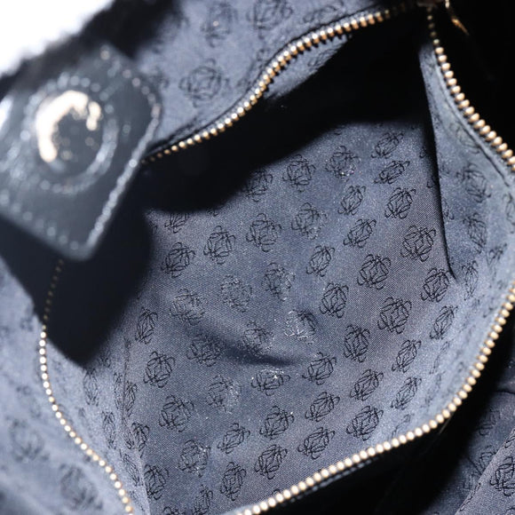 LOEWE Anagram Shoulder Bag Leather Black Gold Auth hk2981