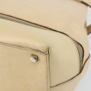 Salvatore Ferragamo Gancini Hand Bag Leather Beige Silver Auth hk2982-10