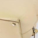 Salvatore Ferragamo Gancini Hand Bag Leather Beige Silver Auth hk2982-12