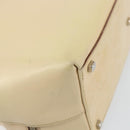 Salvatore Ferragamo Gancini Hand Bag Leather Beige Silver Auth hk2982-13