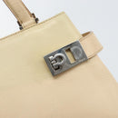 Salvatore Ferragamo Gancini Hand Bag Leather Beige Silver Auth hk2982-14