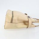 Salvatore Ferragamo Gancini Hand Bag Leather Beige Silver Auth hk2982-4