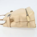 Salvatore Ferragamo Gancini Hand Bag Leather Beige Silver Auth hk2982-5