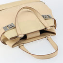 Salvatore Ferragamo Gancini Hand Bag Leather Beige Silver Auth hk2982-6