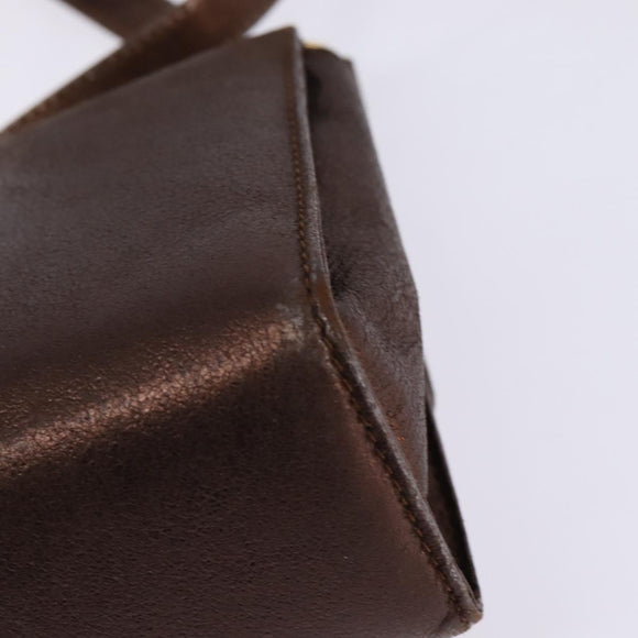 Salvatore Ferragamo Gancini Shoulder Bag Leather Brown Gold Auth hk2983