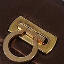 Salvatore Ferragamo Gancini Shoulder Bag Leather Brown Gold Auth hk2983-17