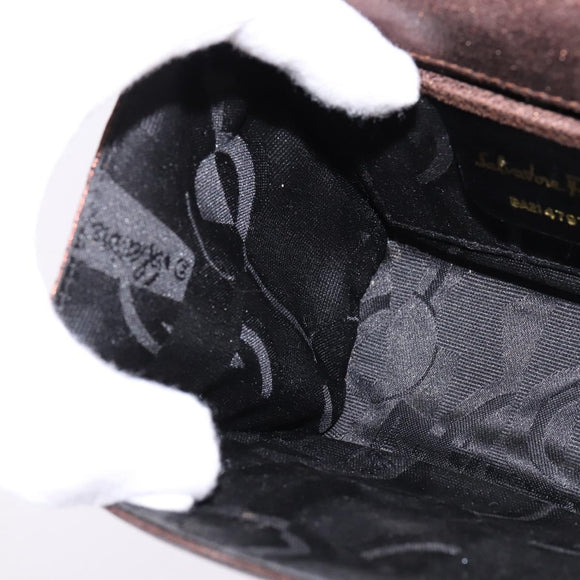 Salvatore Ferragamo Gancini Shoulder Bag Leather Brown Gold Auth hk2983