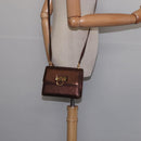 Salvatore Ferragamo Gancini Shoulder Bag Leather Brown Gold Auth hk2983-21