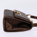 Salvatore Ferragamo Gancini Shoulder Bag Leather Brown Gold Auth hk2983-4