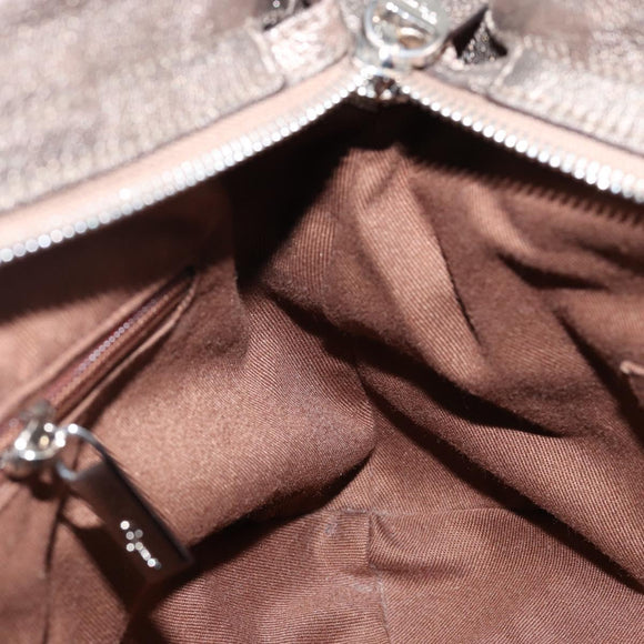 Salvatore Ferragamo Gancini Tote Bag Leather Champagne Gold Auth hk2984