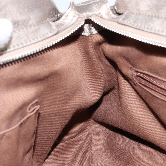 Salvatore Ferragamo Gancini Tote Bag Leather Champagne Gold Auth hk2984