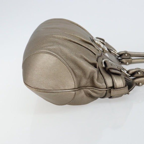 Salvatore Ferragamo Gancini Tote Bag Leather Champagne Gold Auth hk2984