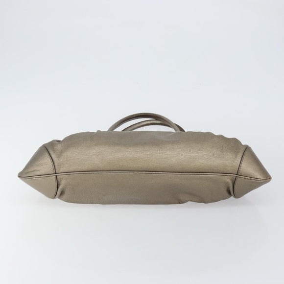 Salvatore Ferragamo Gancini Tote Bag Leather Champagne Gold Auth hk2984