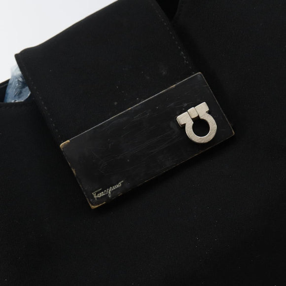 Salvatore Ferragamo Gancini Shoulder Bag Nylon Black Silver Auth hk2985