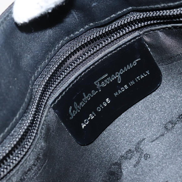 Salvatore Ferragamo Gancini Shoulder Bag Nylon Black Silver Auth hk2985
