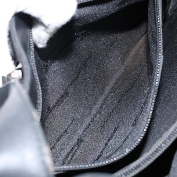 Salvatore Ferragamo Gancini Shoulder Bag Nylon Black Silver Auth hk2985