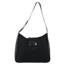 Salvatore Ferragamo Gancini Shoulder Bag Nylon Black Silver Auth hk2985-13