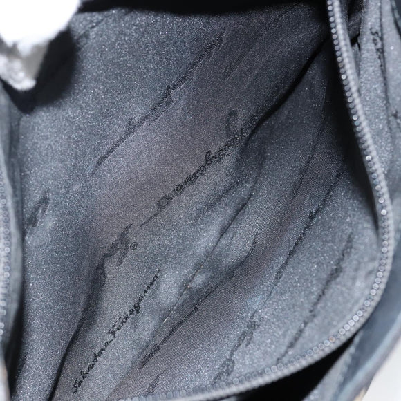 Salvatore Ferragamo Gancini Shoulder Bag Nylon Black Silver Auth hk2985