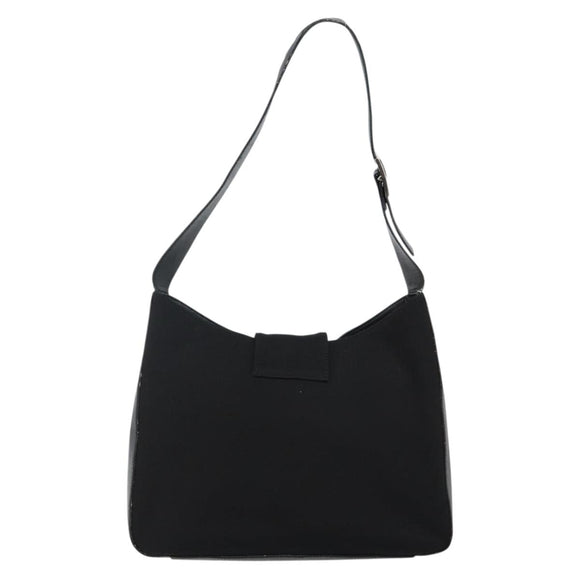 Salvatore Ferragamo Gancini Shoulder Bag Nylon Black Silver Auth hk2985