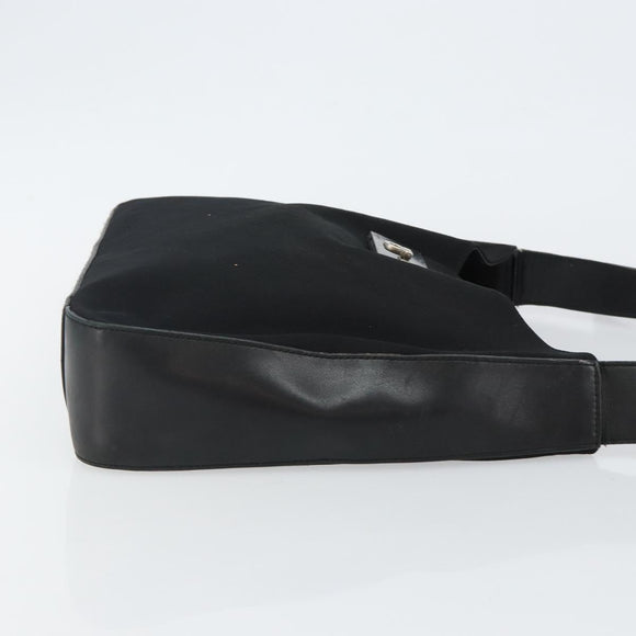 Salvatore Ferragamo Gancini Shoulder Bag Nylon Black Silver Auth hk2985