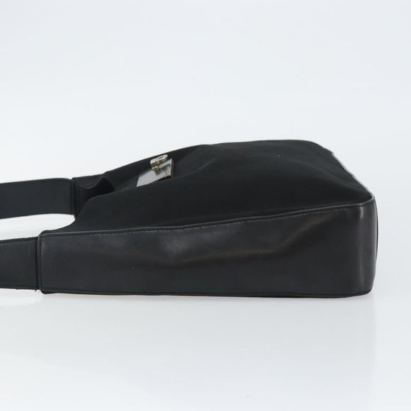 Salvatore Ferragamo Gancini Shoulder Bag Nylon Black Silver Auth hk2985