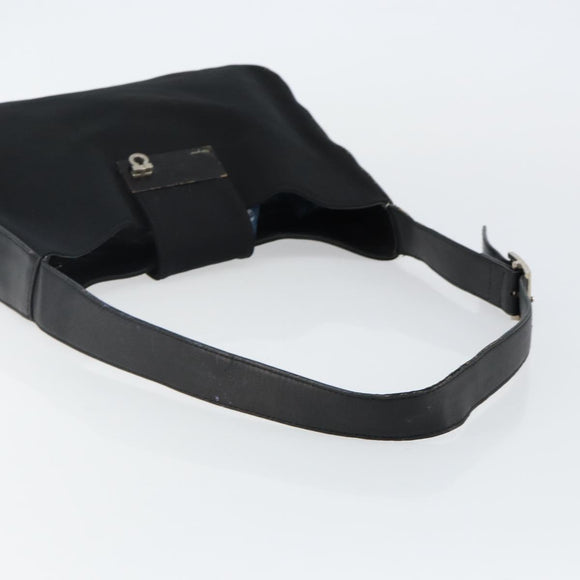 Salvatore Ferragamo Gancini Shoulder Bag Nylon Black Silver Auth hk2985