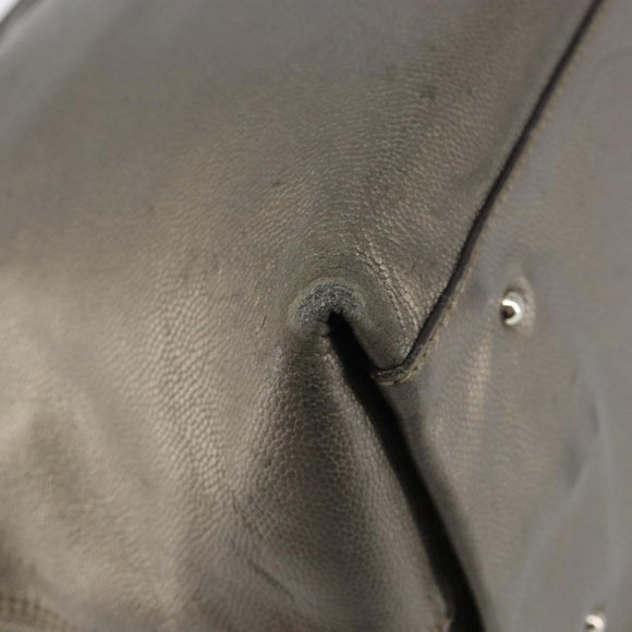 Salvatore Ferragamo Gancini Tote Bag Leather Beige Silver Auth hk2986