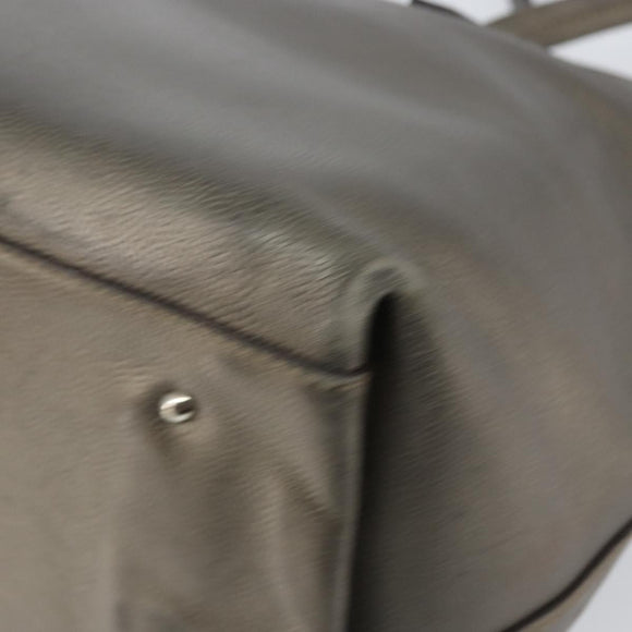 Salvatore Ferragamo Gancini Tote Bag Leather Beige Silver Auth hk2986