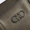 Salvatore Ferragamo Gancini Tote Bag Leather Beige Silver Auth hk2986-14