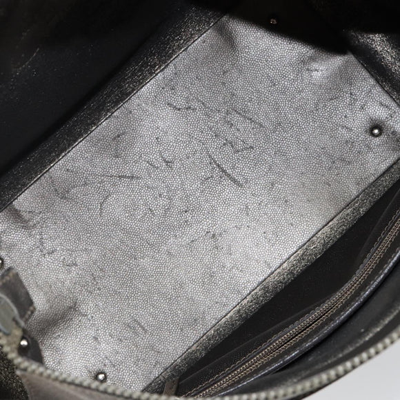 Salvatore Ferragamo Gancini Tote Bag Leather Beige Silver Auth hk2986