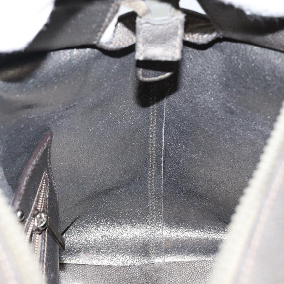 Salvatore Ferragamo Gancini Tote Bag Leather Beige Silver Auth hk2986