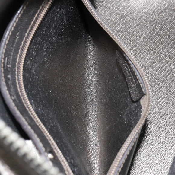 Salvatore Ferragamo Gancini Tote Bag Leather Beige Silver Auth hk2986