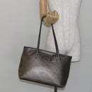 Salvatore Ferragamo Gancini Tote Bag Leather Beige Silver Auth hk2986-22