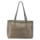 Salvatore Ferragamo Gancini Tote Bag Leather Beige Silver Auth hk2986-3