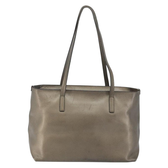 Salvatore Ferragamo Gancini Tote Bag Leather Beige Silver Auth hk2986