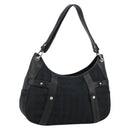 Salvatore Ferragamo Shoulder Bag Canvas Black Silver Auth hk2987-1