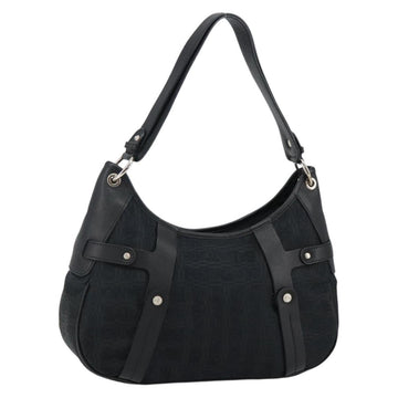 Salvatore Ferragamo Shoulder Bag Canvas Black Silver Auth hk2987