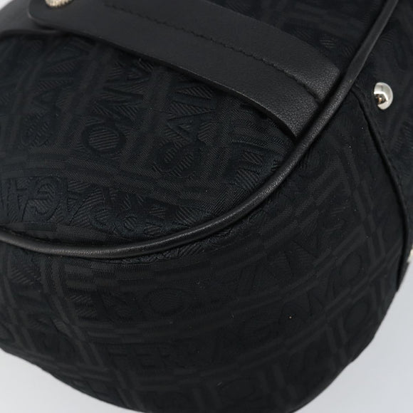 Salvatore Ferragamo Shoulder Bag Canvas Black Silver Auth hk2987