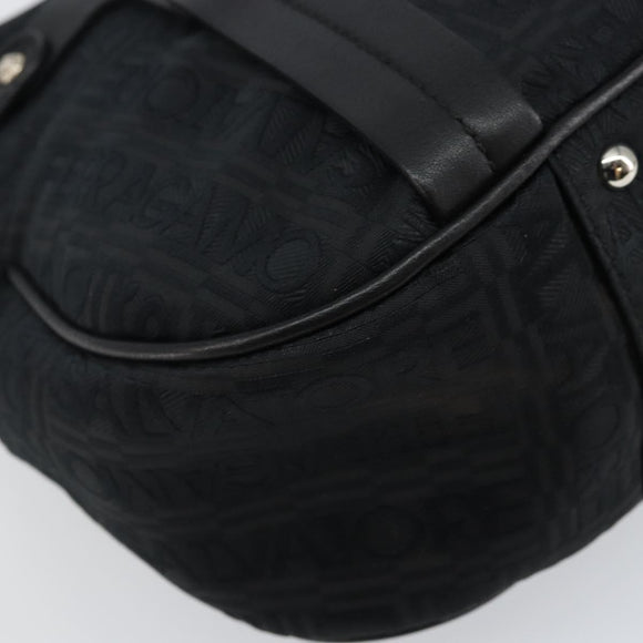 Salvatore Ferragamo Shoulder Bag Canvas Black Silver Auth hk2987