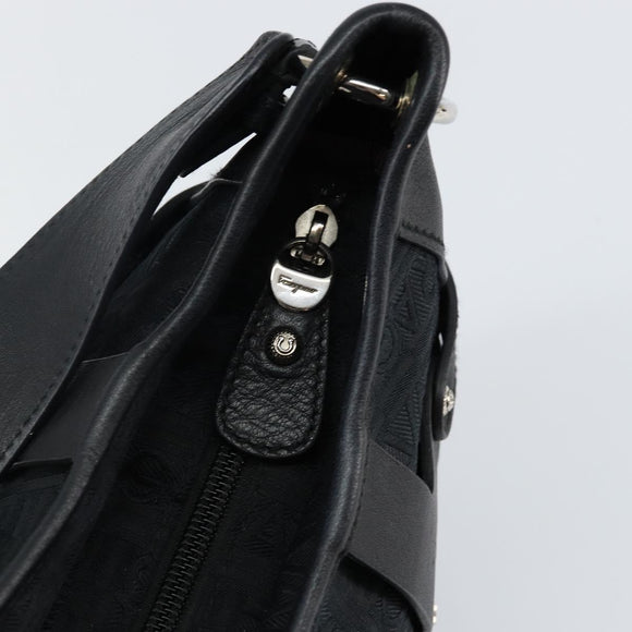 Salvatore Ferragamo Shoulder Bag Canvas Black Silver Auth hk2987