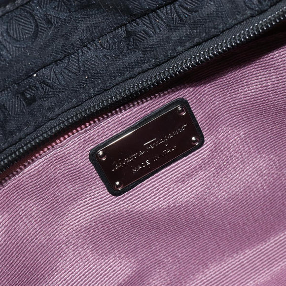 Salvatore Ferragamo Shoulder Bag Canvas Black Silver Auth hk2987