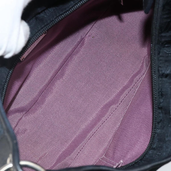 Salvatore Ferragamo Shoulder Bag Canvas Black Silver Auth hk2987