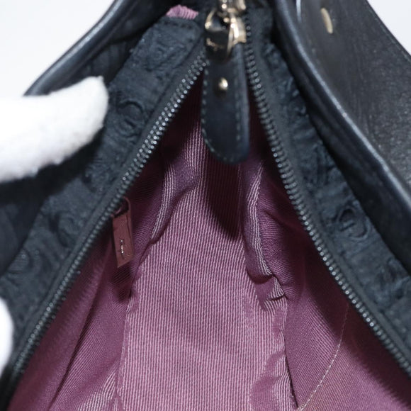 Salvatore Ferragamo Shoulder Bag Canvas Black Silver Auth hk2987