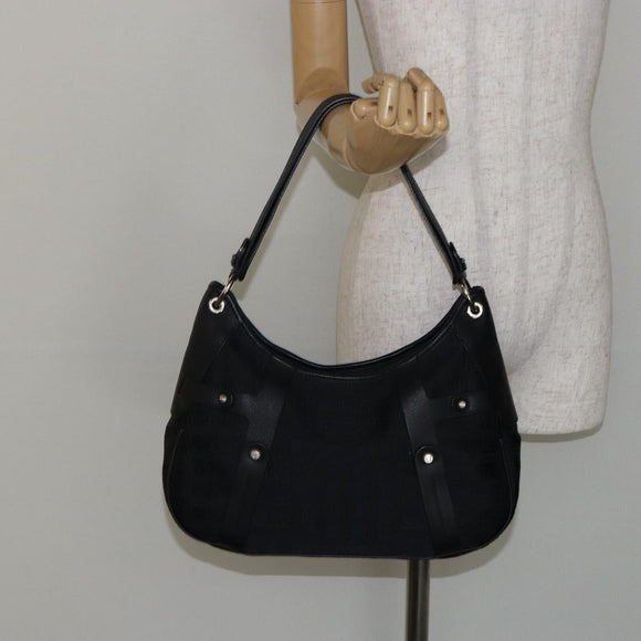 Salvatore Ferragamo Shoulder Bag Canvas Black Silver Auth hk2987