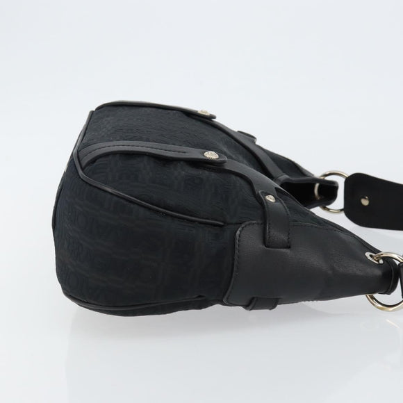 Salvatore Ferragamo Shoulder Bag Canvas Black Silver Auth hk2987