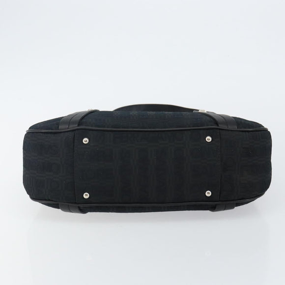 Salvatore Ferragamo Shoulder Bag Canvas Black Silver Auth hk2987